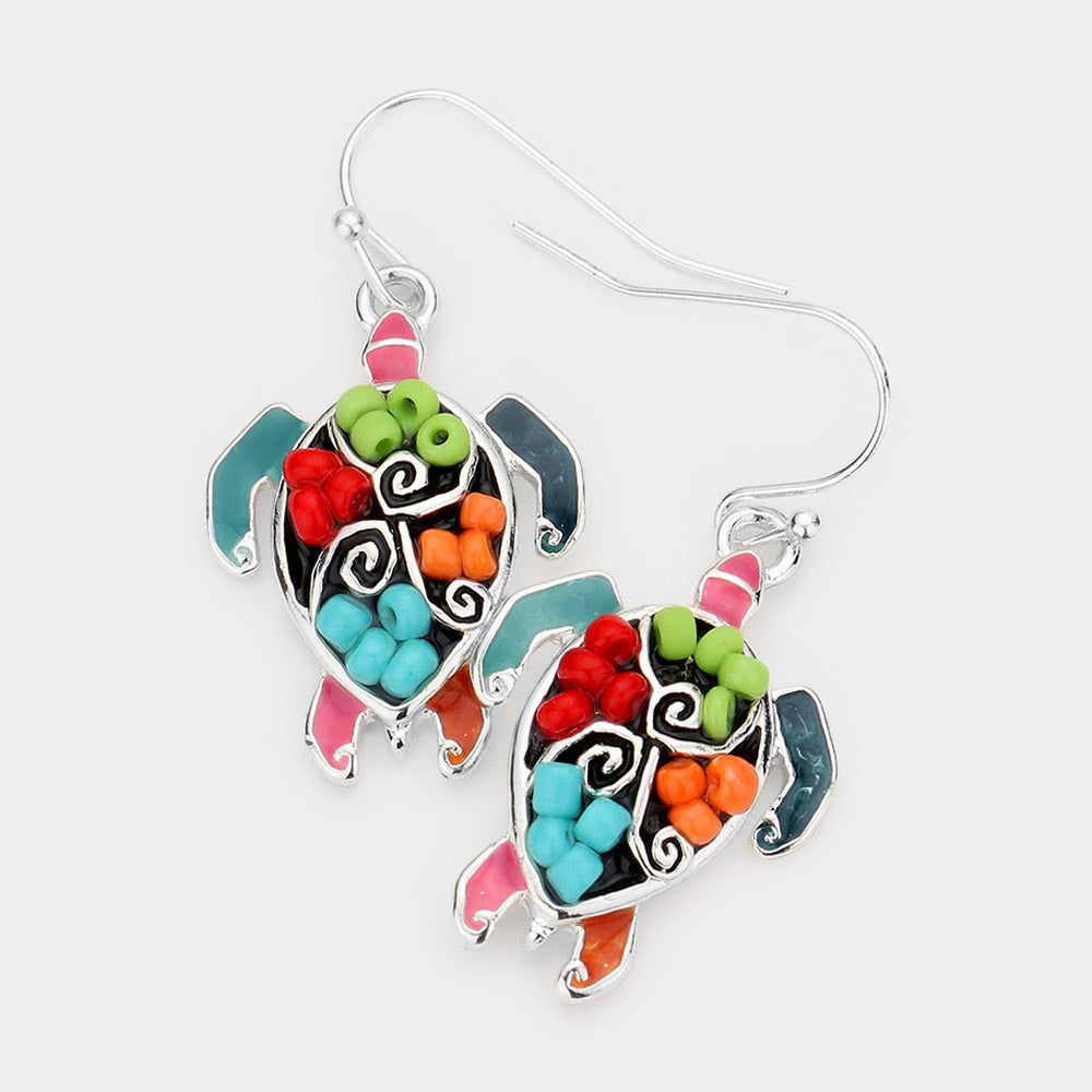 Madeline Love Multi Beaded turtle earrings