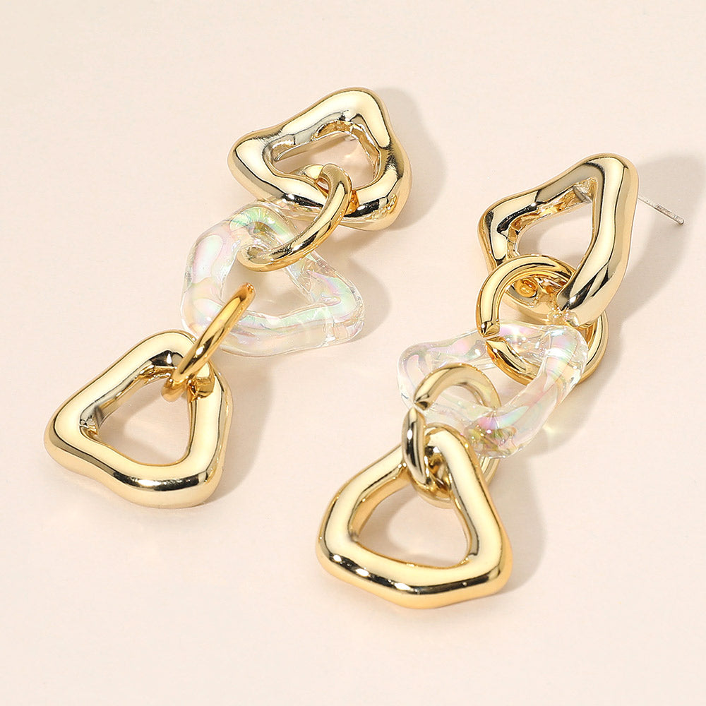 Madeline Love Gold Chunky Abstract Link Drop Statement Earrings