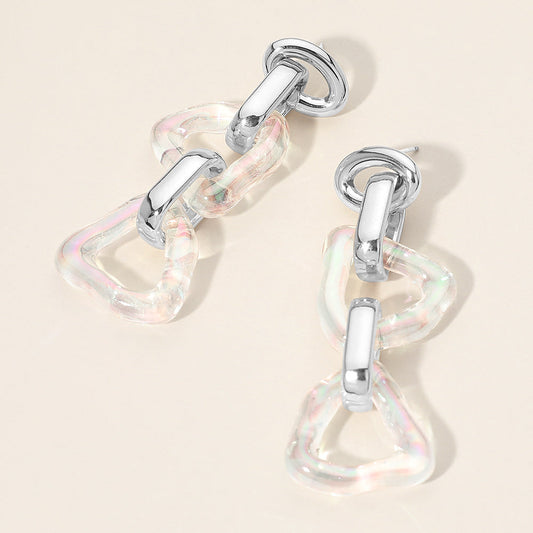 Madeline Love Rhodium Chunky Geometric Link Drop Statement Earrings