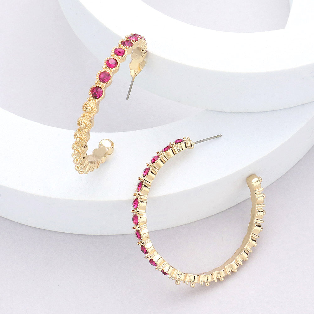 Madeline Love Purple Stone Embellished Half Hoop Earrings