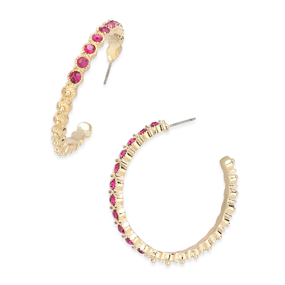 Madeline Love Purple Stone Embellished Half Hoop Earrings - extra