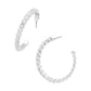 Madeline Love Rhodium Stone Embellished Half Hoop Earrings - extra