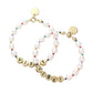 Madeline Love Cream, Gold Vibes Message Pearl Beaded Dangle Earrings - desc