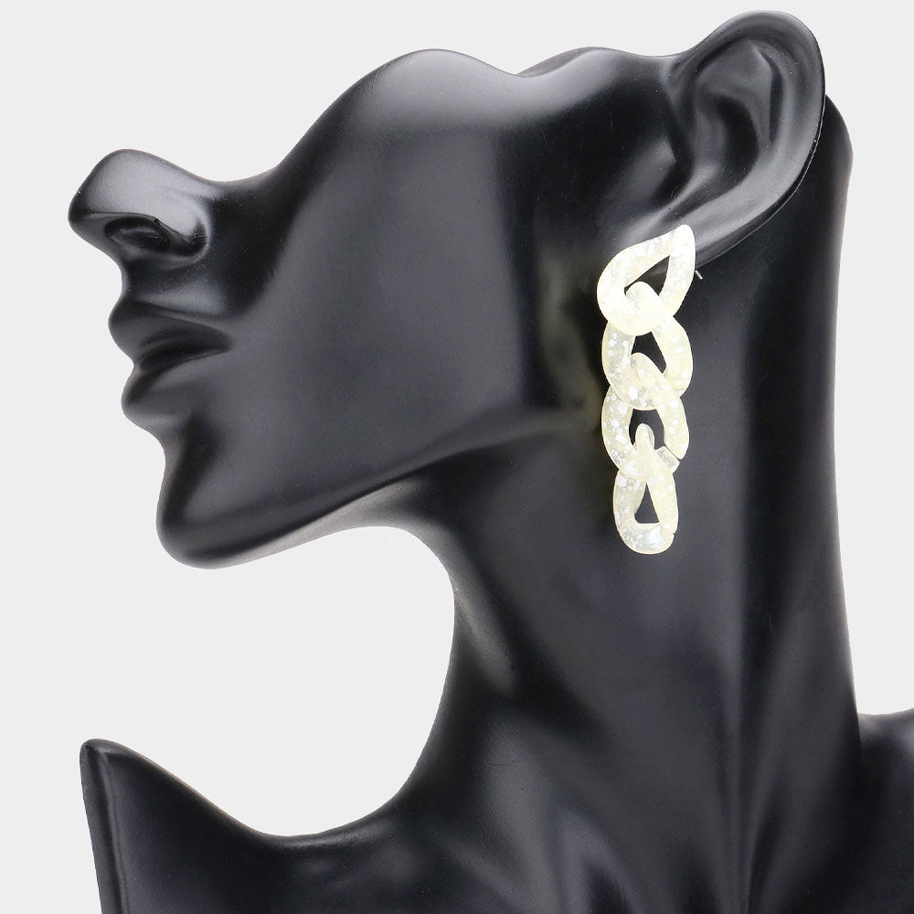Madeline Love Yellow Paint Splash Resin Link Dangle Earrings