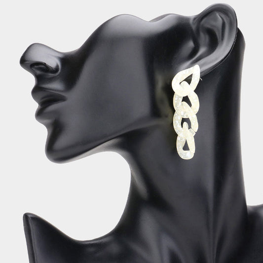 Madeline Love Yellow Paint Splash Resin Link Dangle Earrings