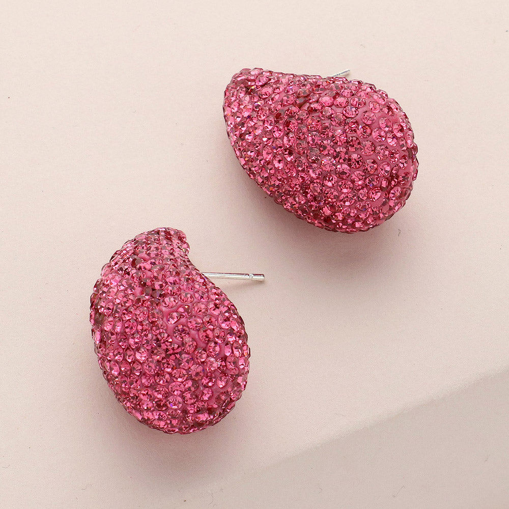 Madeline Love Pink Bling Studded Teardrop Earrings