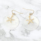 Madeline Love Gold, White Starfish Charm Disc Layered Drop Earrings