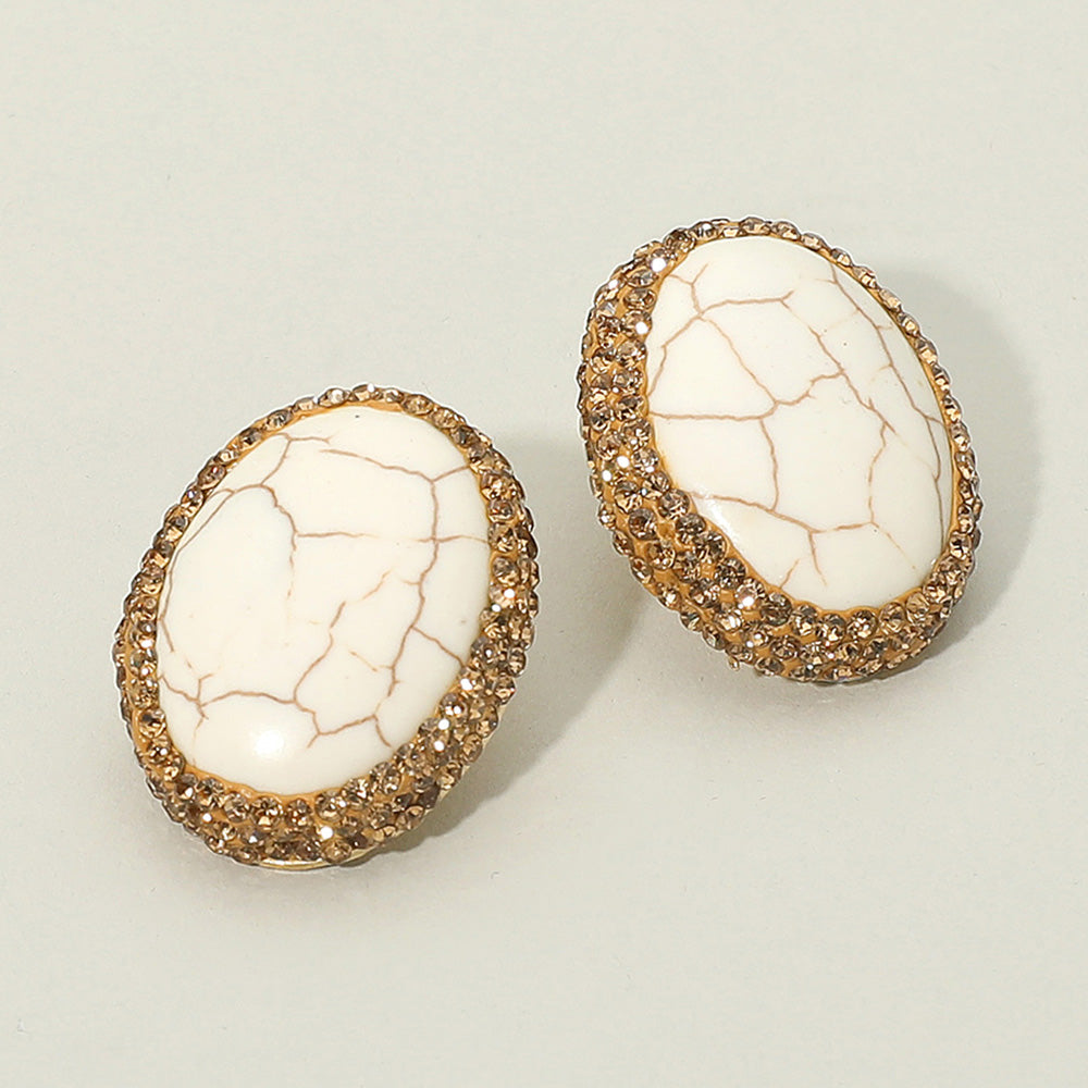 Madeline Love Ivory Natural Stone Oval Earrings