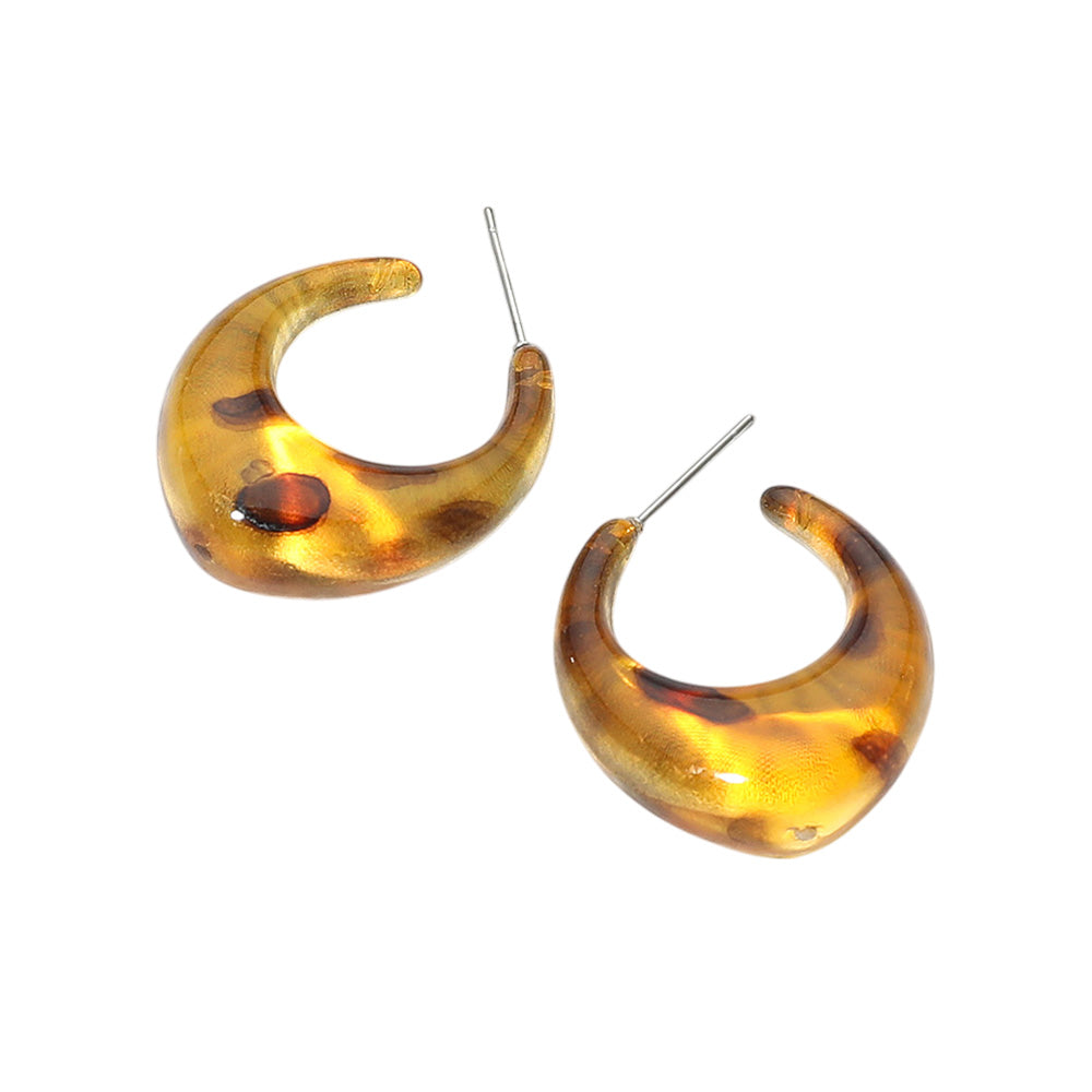 Madeline Love Tortoise Tortoise Resin Flat Sculptural Hoop Earrings - desc