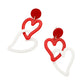 Glittered Resin Open Heart Link Dangle Earrings - Earrings