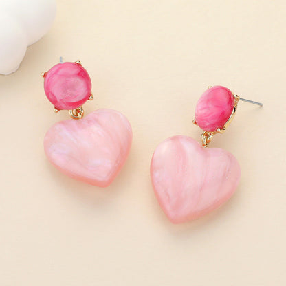 Heart Resin Pebble Dangle Earrings