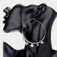 Madeline Love Gold Rhinestone Embellished Metal Flower Honey Bee Beaded Open Circle Earrings - desc