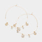 Madeline Love White Rhinestone Embellished Metal Flower Honey Bee Beaded Open Circle Earrings