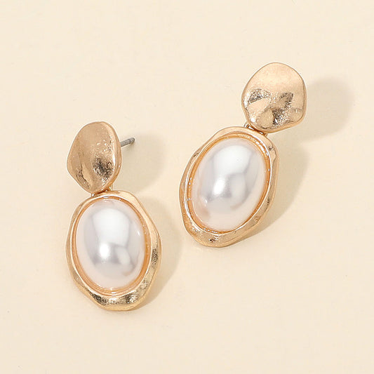 Madeline Love Cream Faceted Oval Pearl Drop Earrings