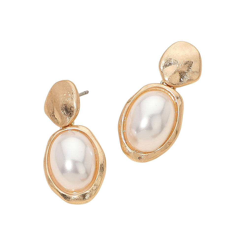 Madeline Love Cream Faceted Oval Pearl Drop Earrings - desc
