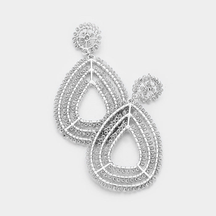Madeline Love Rhodium, Silver Wire Wrapped Seed Bead Teardrop Earrings