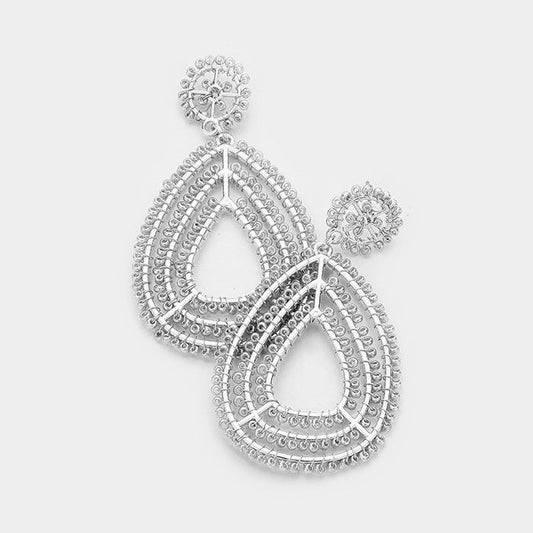 Madeline Love Rhodium, Silver Wire Wrapped Seed Bead Teardrop Earrings