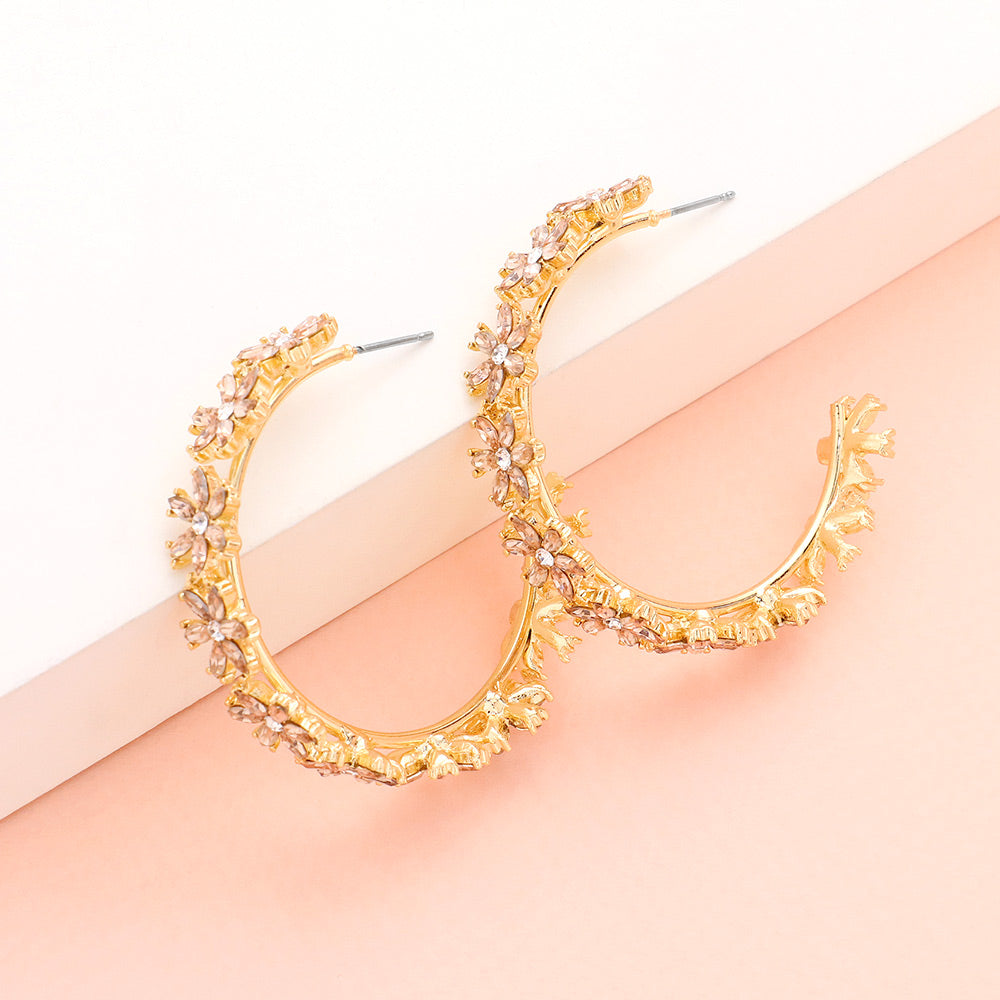 Madeline Love Peach Flower Cluster Hoop Earrings