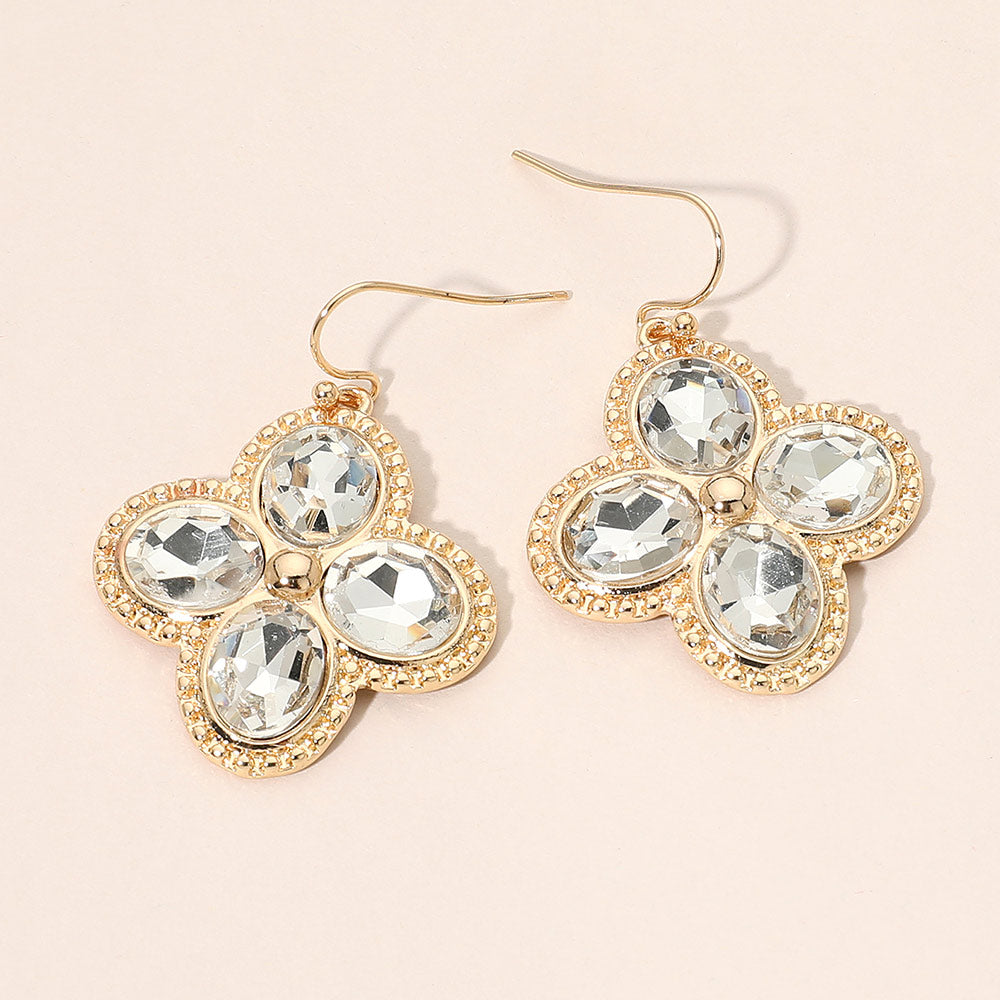 Madeline Love Clear Four Leaf Clover Crystal Drop Earrings