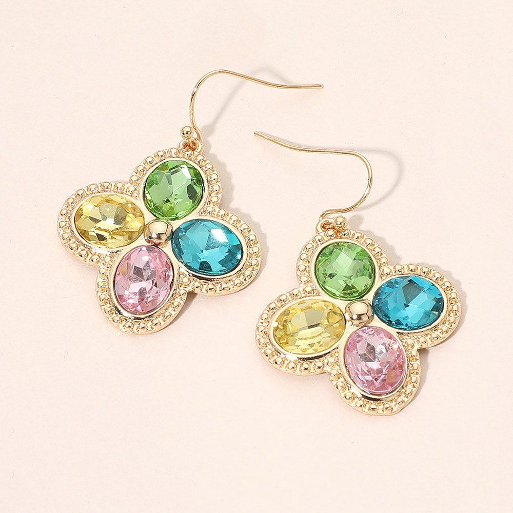 Madeline Love Multi Four Leaf Clover Crystal Drop Earrings