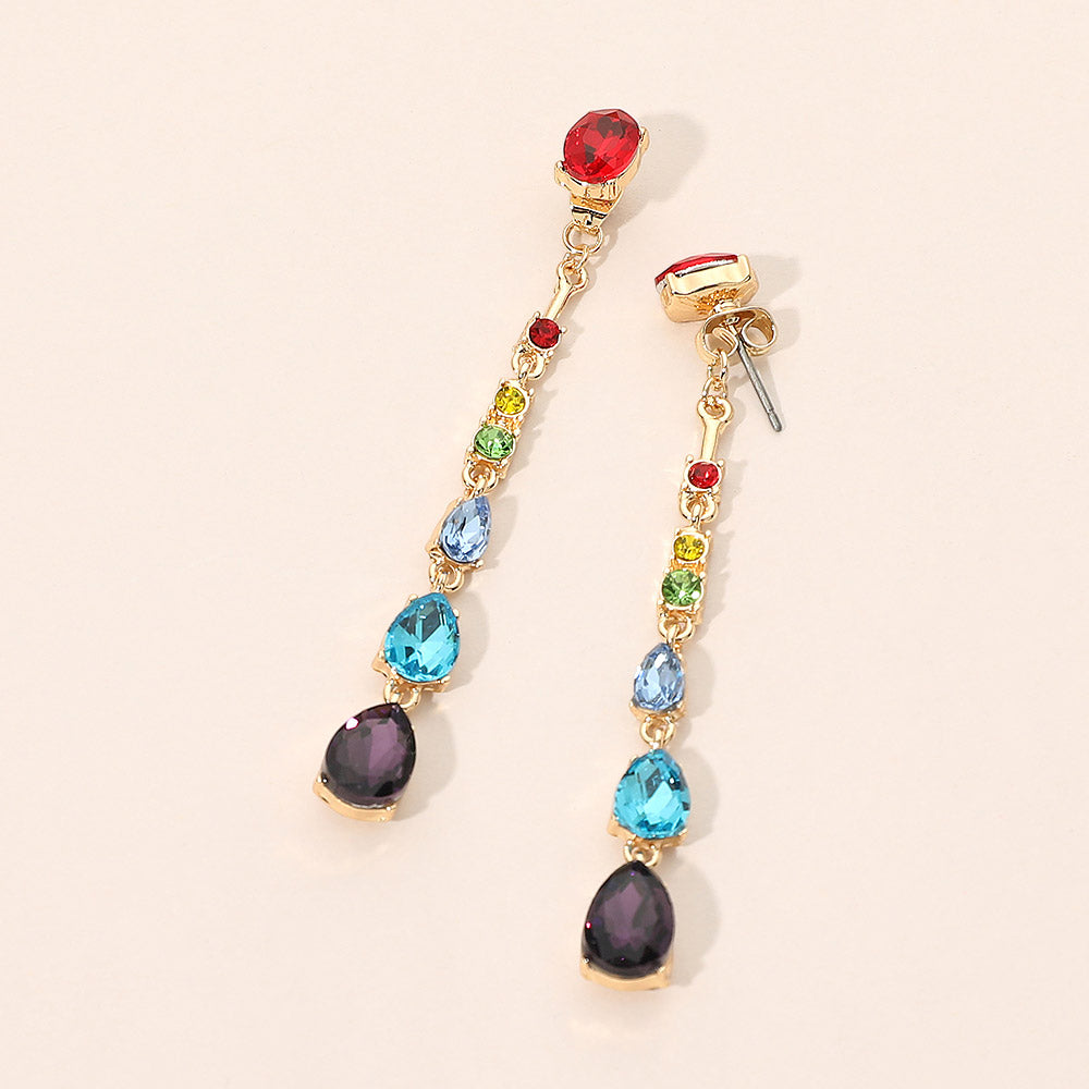 Madeline Love Multi Teardrop Stone Cluster Linear Drop Earrings