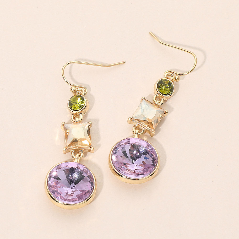 Madeline Love Light, Multi Square Round Geometric Stone Link Drop Earrings