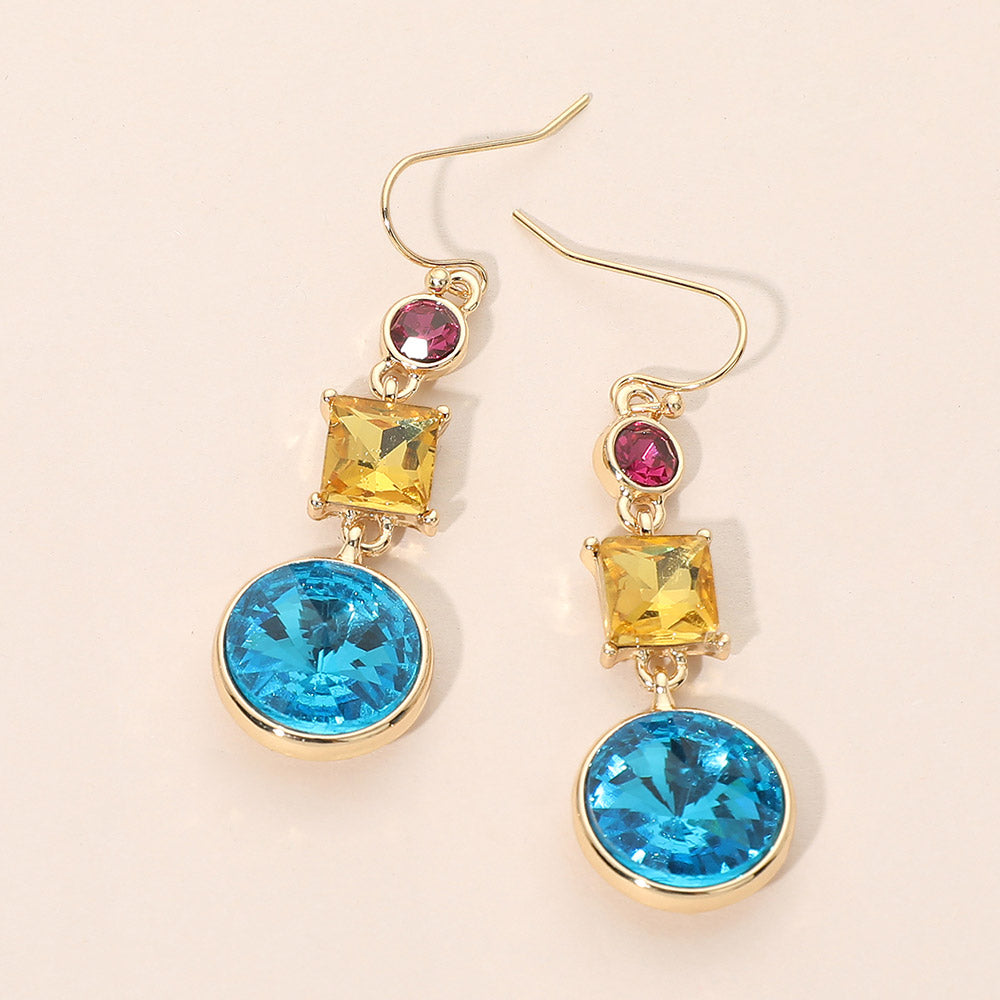 Madeline Love Multi Square Round Geometric Stone Link Drop Earrings