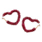 Madeline Love Fuchsia, Gold Tinsel Heart Hoop Earrings - desc