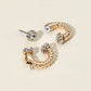 Madeline Love Clear, Gold Stone Tip Two Tone Twisted Metal Ear Jacket Earrings