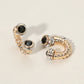 Madeline Love Gold, Jet Black Stone Tip Two Tone Twisted Metal Ear Jacket Earrings