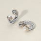Madeline Love Clear, Rhodium Stone Tip Two Tone Twisted Metal Ear Jacket Earrings