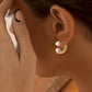 Madeline Love Jet Black, Rhodium Stone Tip Two Tone Twisted Metal Ear Jacket Earrings - extra
