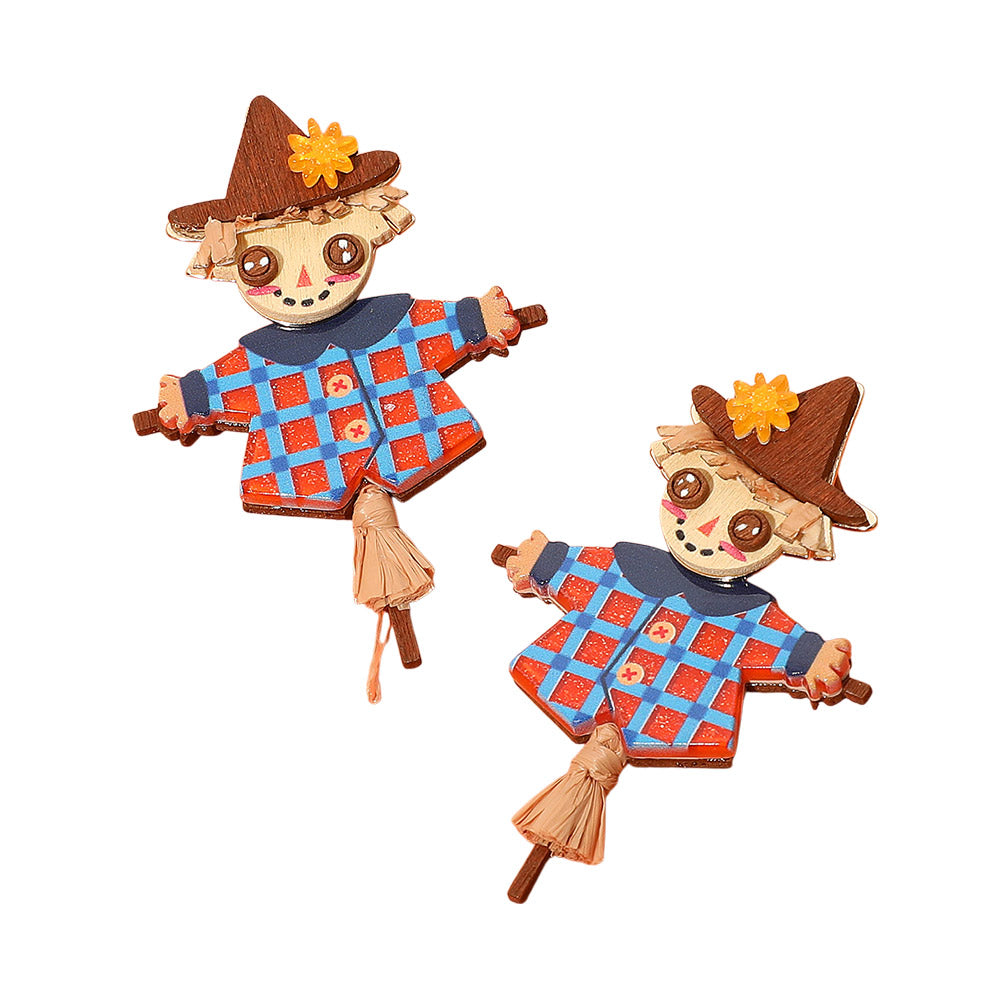 Madeline Love Multi Wooden Resin Scarecrow Earrings - desc
