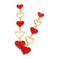 Gold Rhinestone Paved Heart Link Dropdown Earrings add a touch of glamour to any outfit. The rhinestones are carefully placed in a heart link design, giving these earrings a unique and luxurious look. Elevate your style with these stunning earrings.