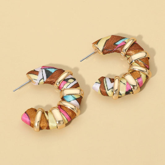 Madeline Love Multi Chunky Fabric Wrapped Hoop Earrings
