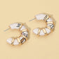 Madeline Love White Chunky Fabric Wrapped Hoop Earrings