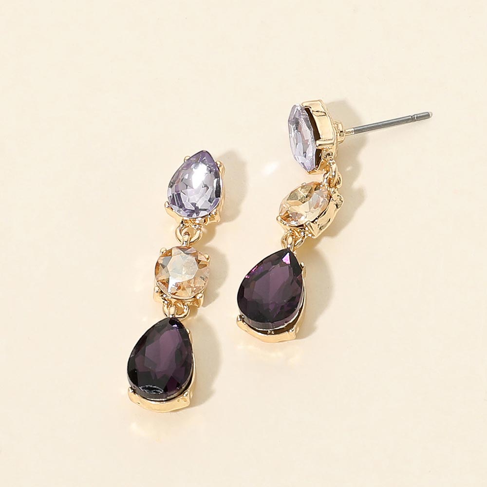 Madeline Love Light, Multi Triple Teardrop Stone Cluster Link Drop Earrings