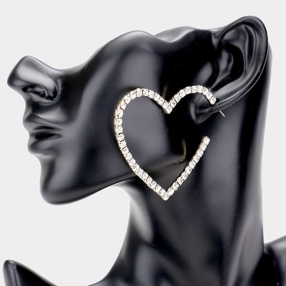 Madeline Love Gold Rhinestone Open Heart Earrings