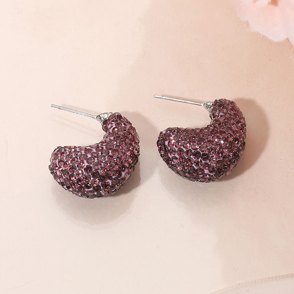 Madeline Love Purple Bling Studded Small Chunky Teardrop Hoop Earrings