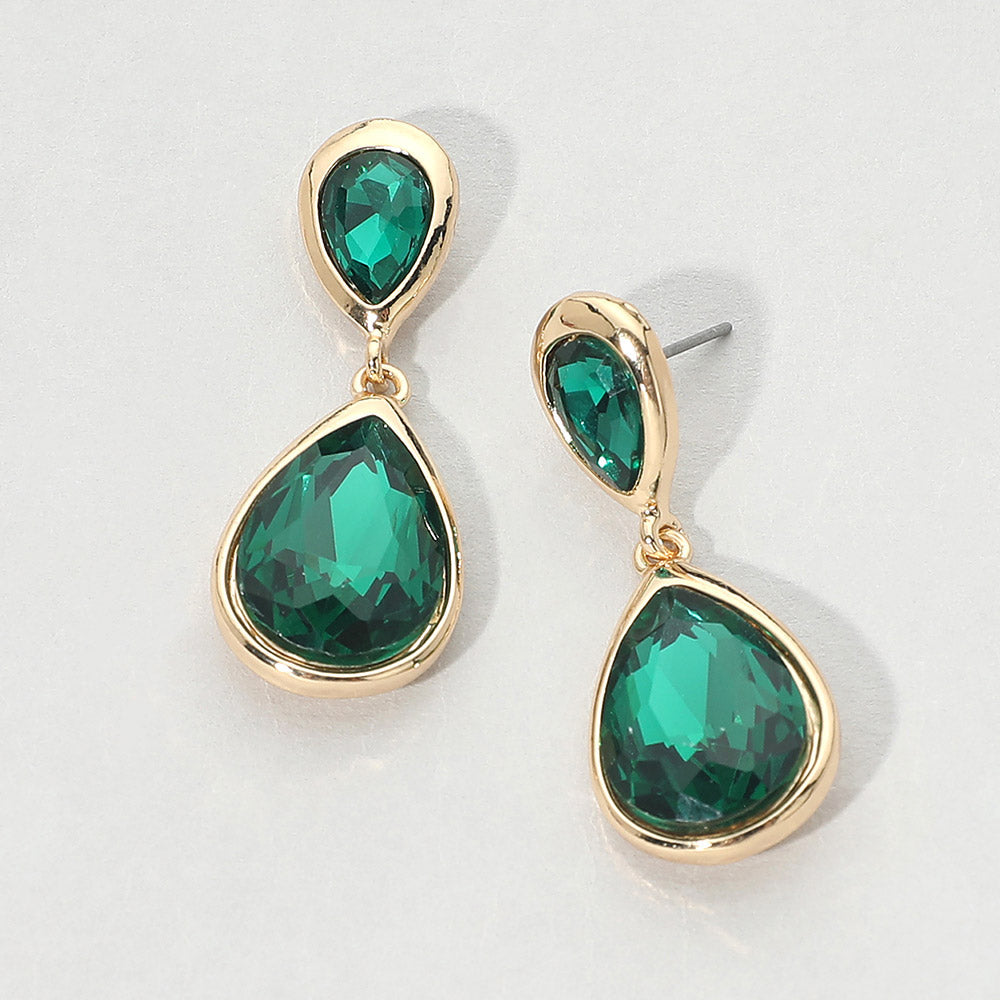 Madeline Love Green Teardrop Faceted Stone Drop Dangle Earrings