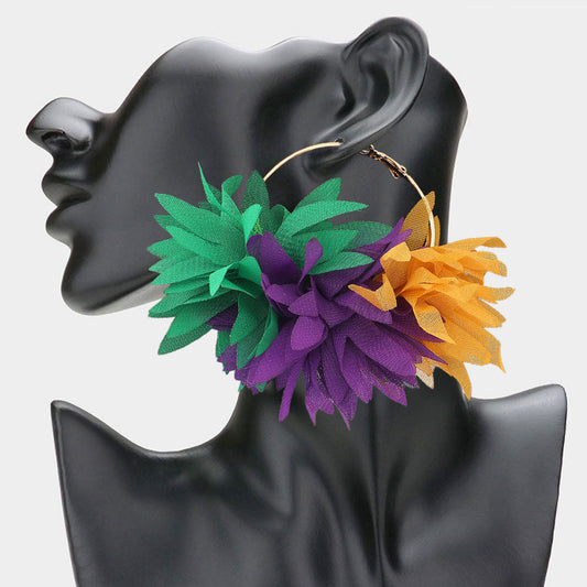Multi Statement floral hoop earrings featuring soft layered petals that create a bold, airy silhouette. Designed to bring playful elegance to any look, these lightweight hoops offer standout charm and stylish movement for both casual and dressed-up occasions.