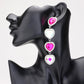 Rhinestone Trim Heart Stone Link Dangle Earrings