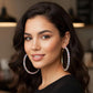 Madeline Love AB, Gold Oversized Baguette Rhinestone Embellished Hoop Earrings