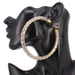 Madeline Love AB, Gold Oversized Baguette Rhinestone Embellished Hoop Earrings - desc