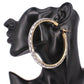 Madeline Love Clear, Gold Oversized Baguette Rhinestone Embellished Hoop Earrings - desc
