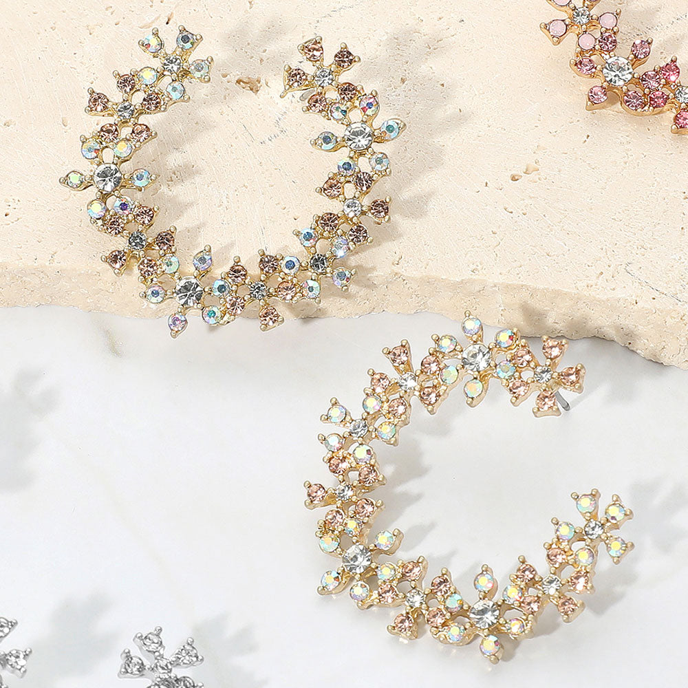 Madeline Love Gold, Peach Flower Stone Cluster Wretch Earrings