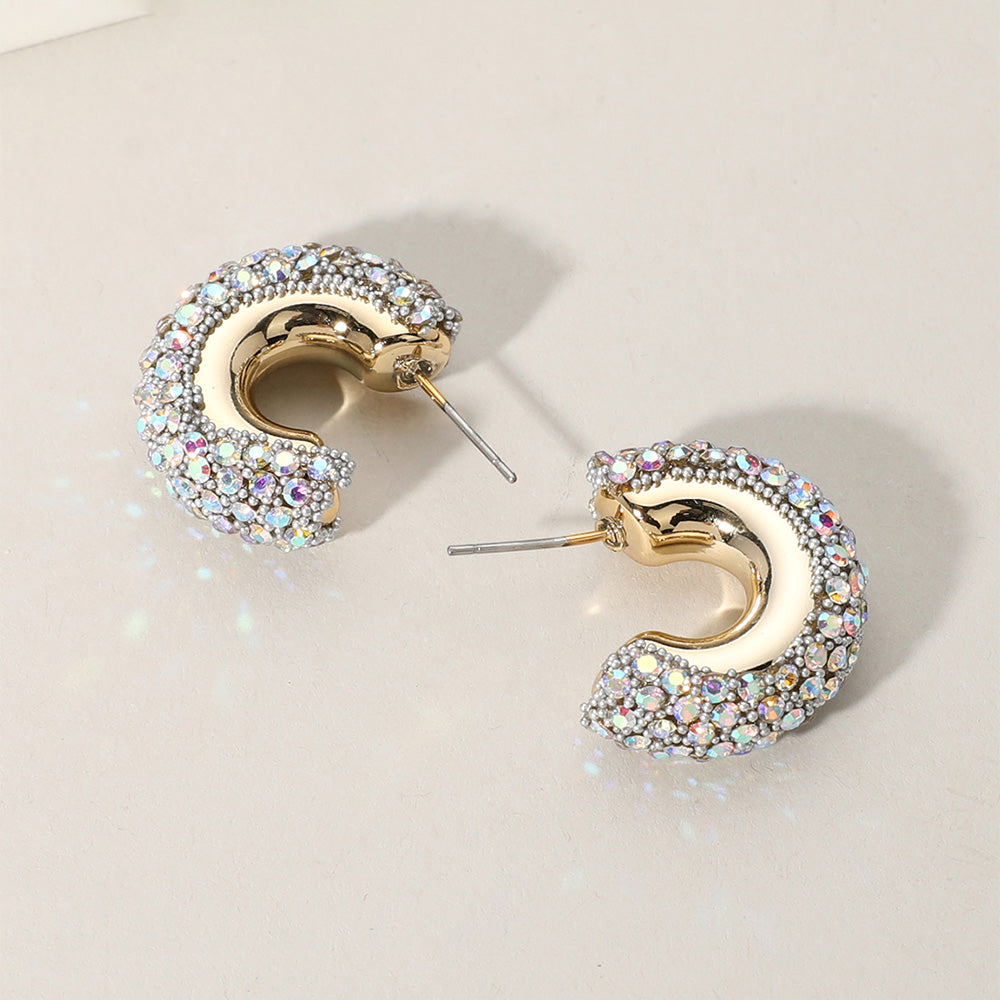 Madeline Love AB, Gold Bling Studded Hoop Earrings