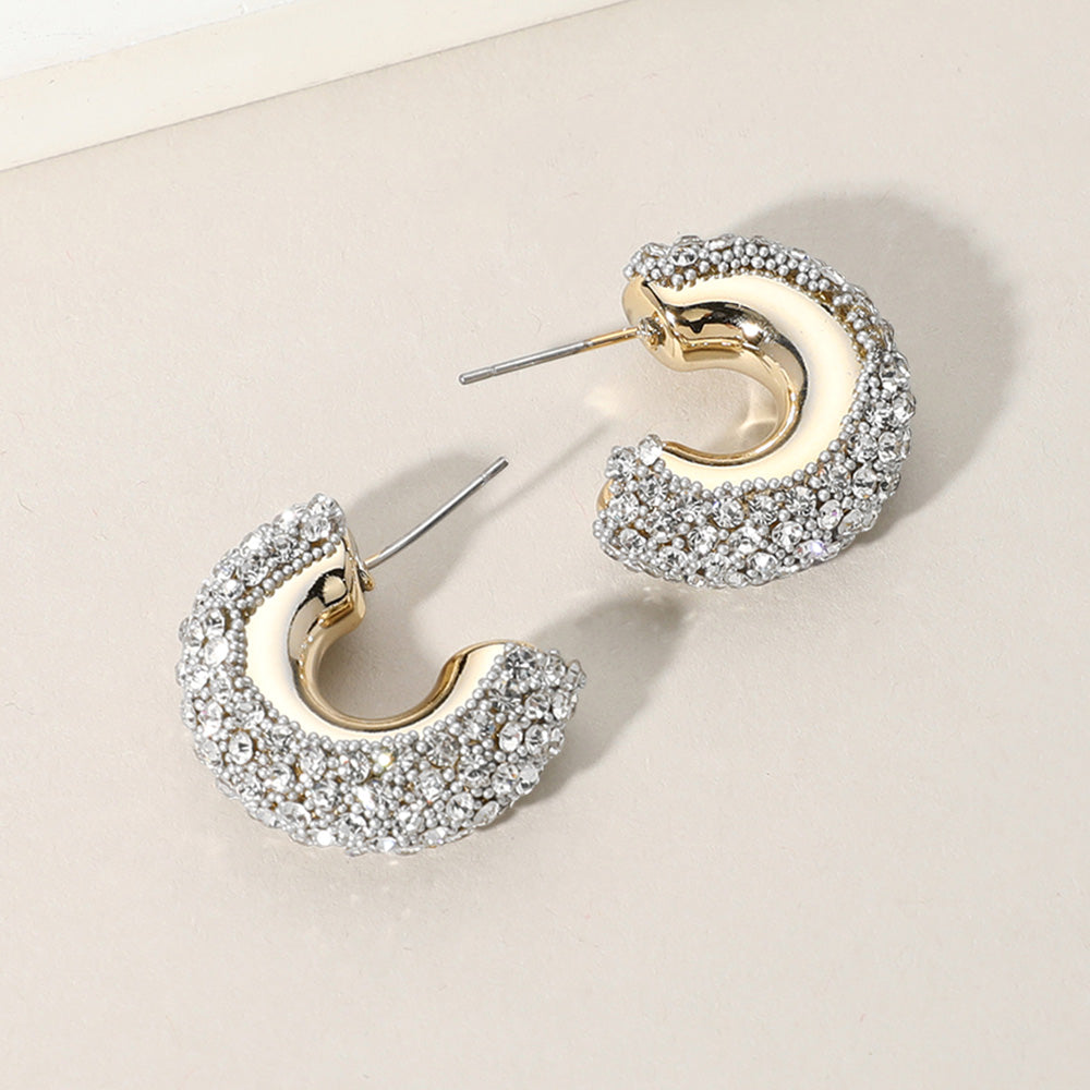 Madeline Love Clear, Gold Bling Studded Hoop Earrings