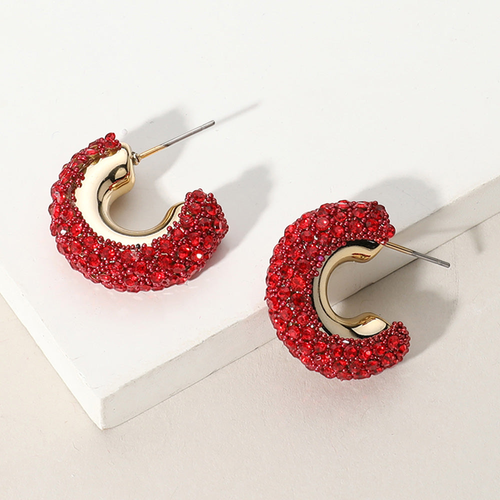 Madeline Love Gold, Siam Bling Studded Hoop Earrings