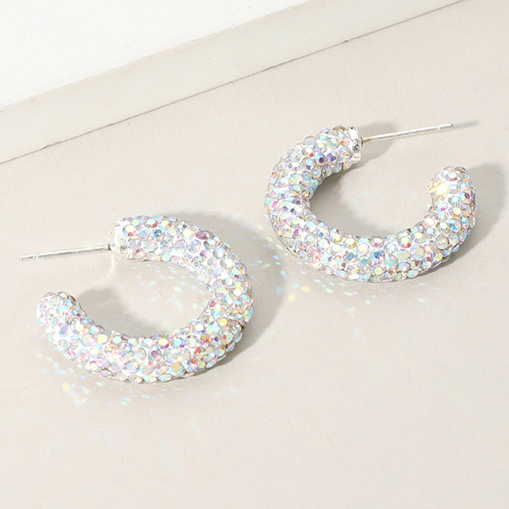 Madeline Love AB, Silver Bling Studded Hoop Earrings